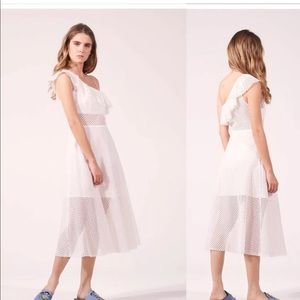 Sandro One-Shoulder Eyelet Dress